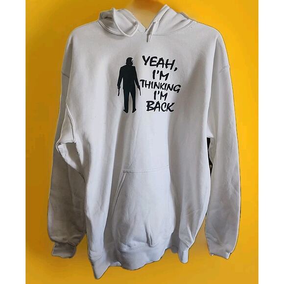 Men's John Wick Silhouette Logo Hooded Sweatshirt White Medium A116 - Picture 1 of 5